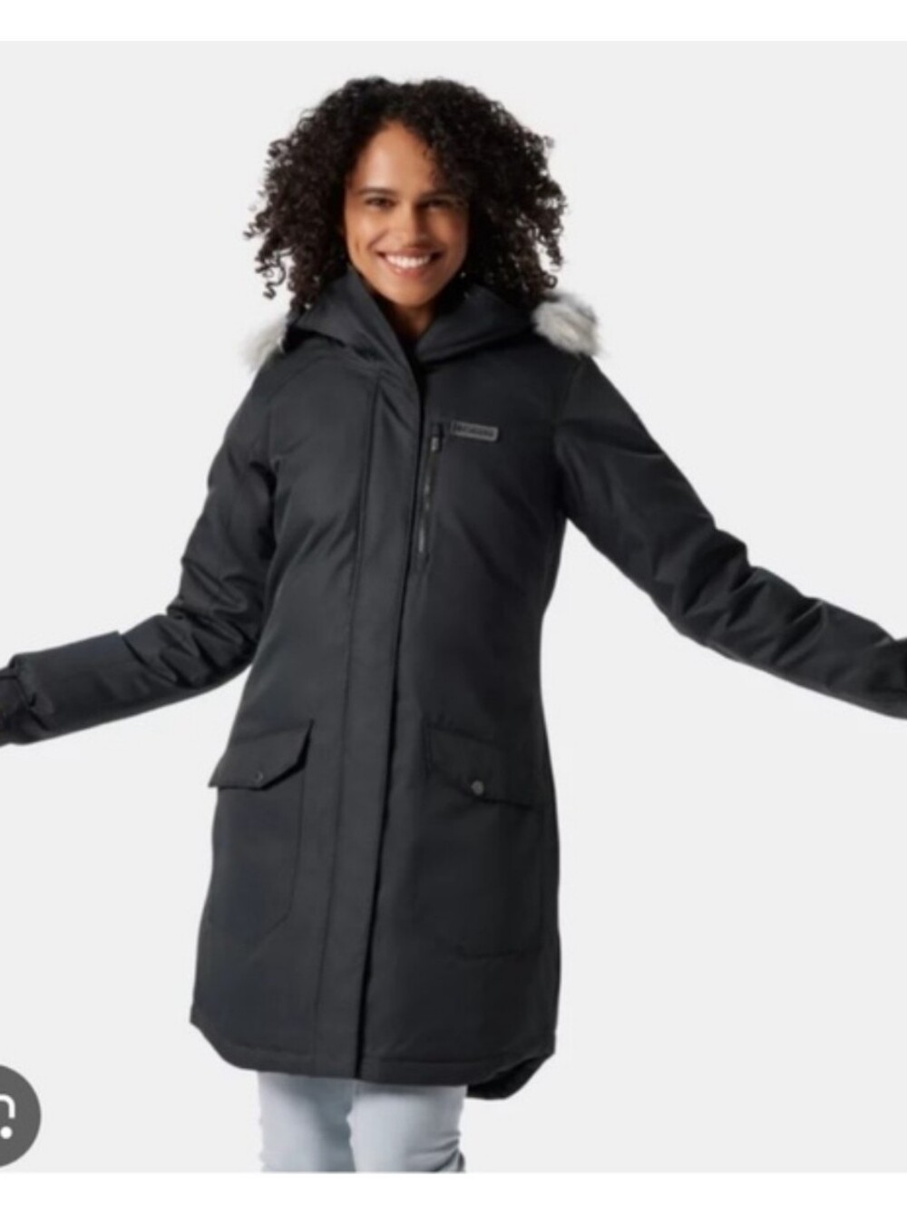 Columbia Long Insulated Hooded Parka with Faux Fur Trim
